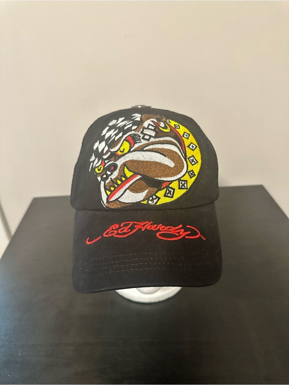 Ed Hardy x Christian Audigier VTG Embroidered Bulldog Trucker Hat RARE